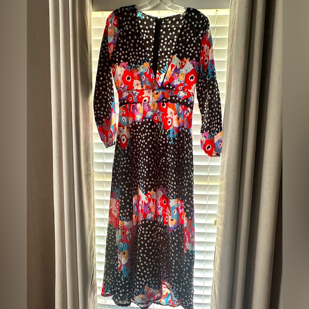 Navy Floral Polka Dot Women's maxi-dress